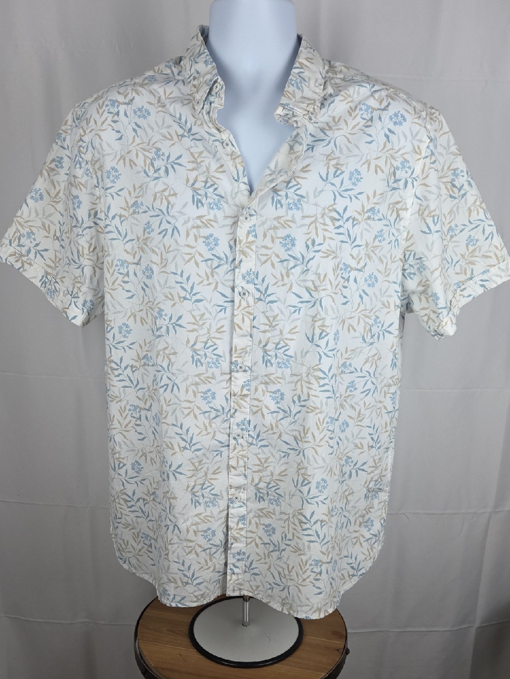 Denim & Flower Light Blue & Cream Floral Short-Sleeve Button-Up Shirt